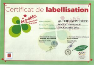 Cette image représente un certificat de labellisation Eco-défis.